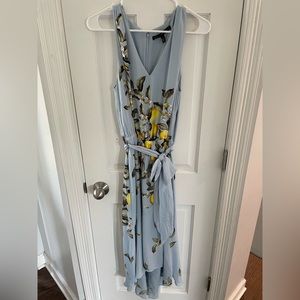 White House Black Market Sleeveless Lemon Print Tea Dress